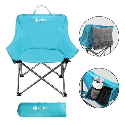 VILLEY Camping Chair, Folding Outdoor Chair with Carry Bag | Lightweight Portable Chair for Hiking, Fishing, Travel, Beach, Sports and Outdoor Activities with Easy Carry Storage Bag