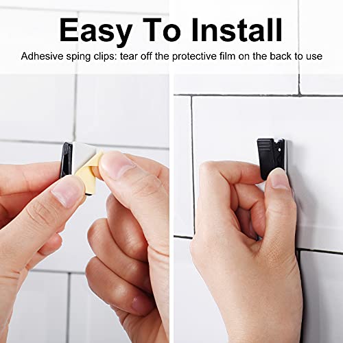 50 Pieces Self Adhesive Clips Wall Tapestry Clips Plastic Sticky Picture Hanging Poster for Teachers Double Sided Adhesive Spring for Home Office(Black) - color: Black