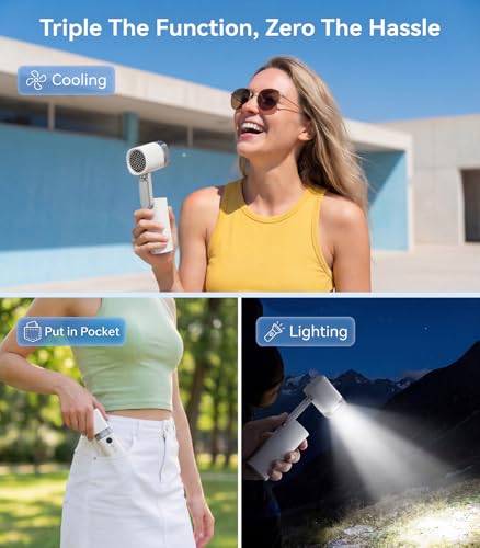 Mini Handheld Turbo Fan with Light, 15000RPM Powerful Handheld Fan 1-100 Speed Turbo Fan with Flashlight,25dB Quiet BLDC Portable Fan For Travel/Summer/Concerts/Lash,Gifts for Women