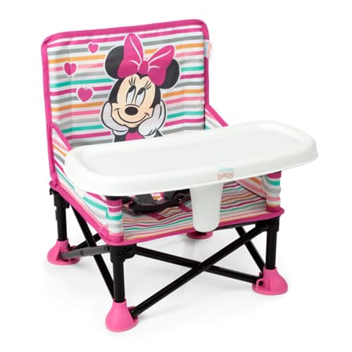 Bright Starts Disney Minnie Mouse Pop 'N Sit Portable Booster, Indoor/Outdoor Use, Floor Seat with Feeding Tray, 6 Mos - 3 Yrs - color: Disney Minnie