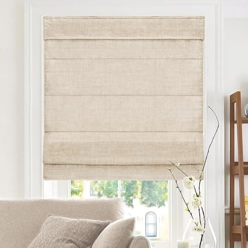 Chicology Cordless Roman Window Shade, Belgian Flax, 23"W x 64"H | Cordless Child-Safe, Room Darkening UV, Inside/Outside Mount, True-to-Size No Cut, Rich Textured Fabric, Spot-Clean Care Only - color: Belgian Flax, size: 23"W x 64"H