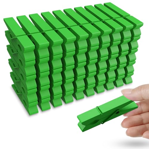 50PCS Colored Wooden Clothespins, 2.9inch Green Clothes Pins for Clip Pictures Photos Decorative, Small Colorful Wood Decoration Closepins Clips - color: Green