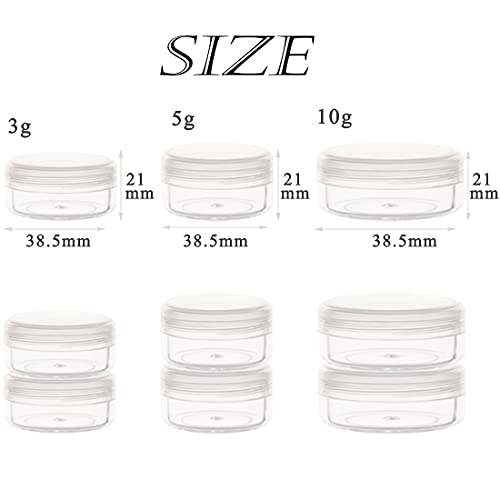 5 Gram Sample Containers with Lids, Mini Makeup Containers, Empty Plastic Travel Cosmetic Containers with Labels(50 Count, Clear Lid) - color: Clear