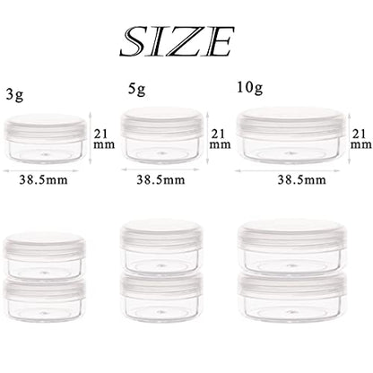 5 Gram Sample Containers with Lids, Mini Makeup Containers, Empty Plastic Travel Cosmetic Containers with Labels(50 Count, Clear Lid) - color: Clear