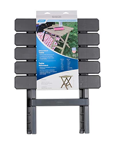 Camco 51885 Large Adirondack Portable Outdoor Furniture Folding Table, Charcoal