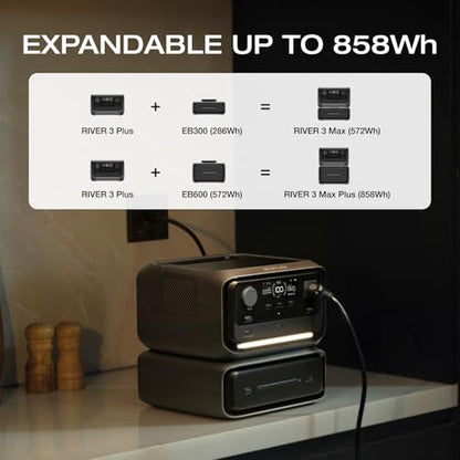 EF ECOFLOW River 3 Plus Portable Power Station Extra Battery EB300, 286Wh Expansion LiFePO4 (LFP) Battery with 10-Year Lifespan, Built-in 140W USB-C Port for Charging/Discharging, Use Independently - style: River 3 Plus EB300