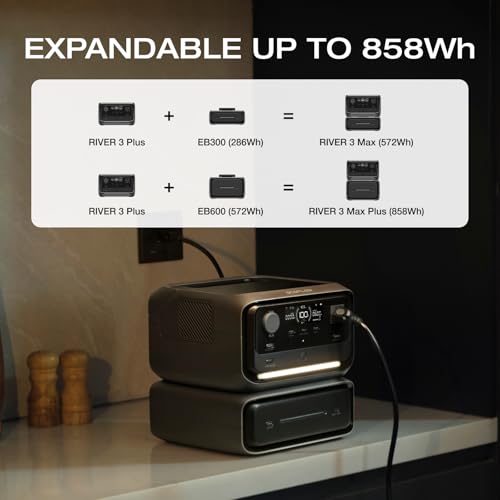 EF ECOFLOW River 3 Plus Portable Power Station Extra Battery EB300, 286Wh Expansion LiFePO4 (LFP) Battery with 10-Year Lifespan, Built-in 140W USB-C Port for Charging/Discharging, Use Independently - style: River 3 Plus EB300
