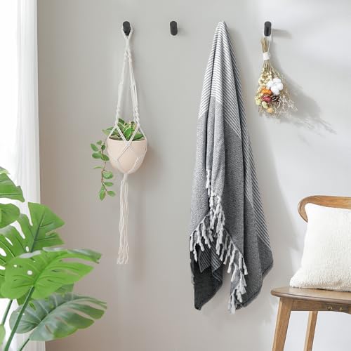Felidio Wood Wall Hooks, 4 Pack Coat Hooks Wall Mounted, Rustic Wooden Heavy Duty Robe Hook Hat Rack, Hook for Hanging Bathroom Towels Clothes Hanger (Black) - color: Black - 4 Pack
