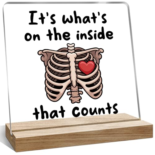Funny Office Desk Décor Gifts for Women, Radiology Tech Gifts for Men, It's What's On The Inside That Counts Decoration - color: Brown