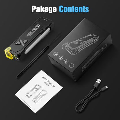 EDC Rechargeable Flat Flashlight 1000 Lumens White LED/UV/RGB Ambient Signaling Flashlights, Magnetic Clip on Pocket Light for Outdoors, Emergency, Working (1, Black, Compact) - color: Black
