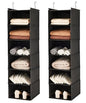 MAX Houser 6 Tier Shelf Hanging Closet Organizer, Closet Hanging Shelf with 2 Sturdy Hooks for Storage, 2 Pack, Foldable (Black) - color: Black-2