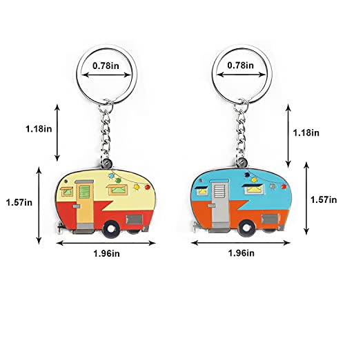 Camper Keychain Happy RV Keyring RV Keychain Couples Keychain Set Gifts for Men Women Camping Accessories 2 Pack - color: Yellow Blue