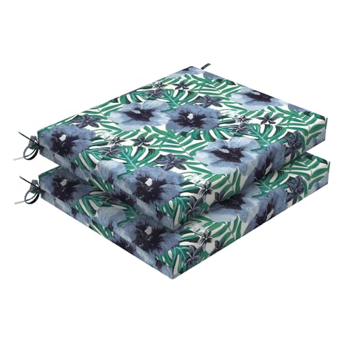 DYTXIII Set of 2 Outdoor Chair Cushions, Water Resistant 18.5"x16"x2" Square Seat Cushion for Patio Dining Chairs, High-Density Replacement Pads for Indoor Outdoor Furniture - Blue Salmone Tropical - color: Blue Salmone Tropical, size: Set of 2