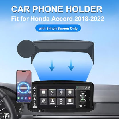 Car Phone Holder for 2018-2022 Honda Accord Accessories 8-inch Screen Fixed Clip, Magnet Cell Phone Mount Compatible with MagSafe, Hand-Free 360° Rotation Phone Automobile Cradles Not Affect Air Vent - size: 18-22 Honda Accord