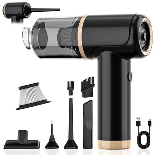 Cozylady Cordless Car Vacuum Cleaner, 30000PA Brushless Handheld Vacuum, 6-in-1 Rechargeable & Portable Handheld Vacuum Cleaner for Auto Interior, Pet Hair, Home, Office, Kitchen - color: Gold Black