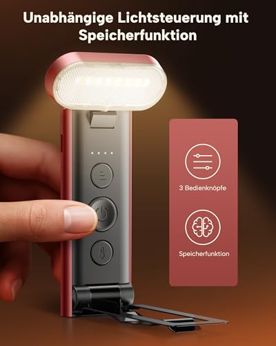 86lux Book Light, Reading Light for Book in Bed, USB Rechargeable LED Night Light with 3 Colors & Stepless Dimming, Aluminum Alloy Bookmark Light for Book Lovers, Red - color: Red