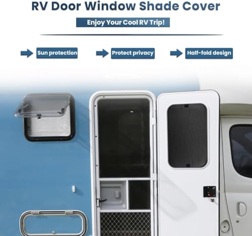 RV Door Window Shade Cover, Sun Blackout Fabric for Camper Privacy Entrance (16 x 25 inch)- 2 Packs - color: Black-two packs