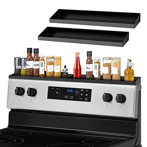 30" Magnetic Stove Top Shelf Spice Rack,2 Pack 15" kitchen Seasoning Organizers Storage Gadgets Spice Rack Over The Stove Shelf Metal (Black-2 Pack 15") - color: Black-2 Pack 15"