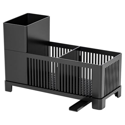 Rustproof Kitchen Sink Organizer for Countertop,Multifunctional Sink Organizer Caddy & Organization,Scrub Brush and Sponge Holder,Plastic Sink Storage Rack,Sponge Drain Rack,Dish Soap Dispenser,Black - style: Countertop