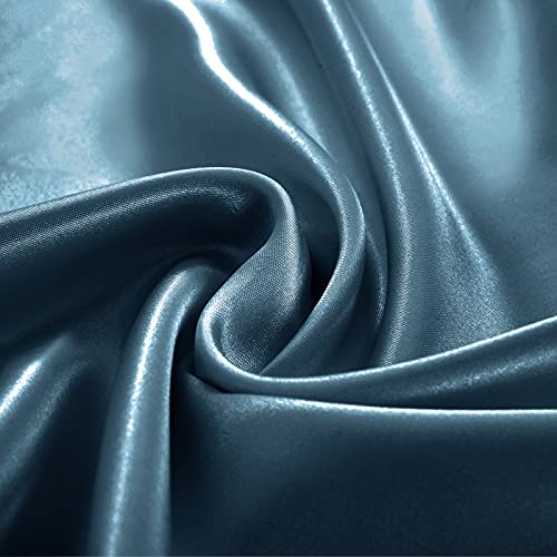 Homiest 3pcs Satin Sheets Set Luxury Silky Satin Bedding Set with Deep Pocket, 1 Fitted Sheet + 1 Flat Sheet + 1 Pillowcase (Twin XL Size, Deep Sea Blue) - color: Deep Sea Blue, size: Deep pocket - Twin XL size