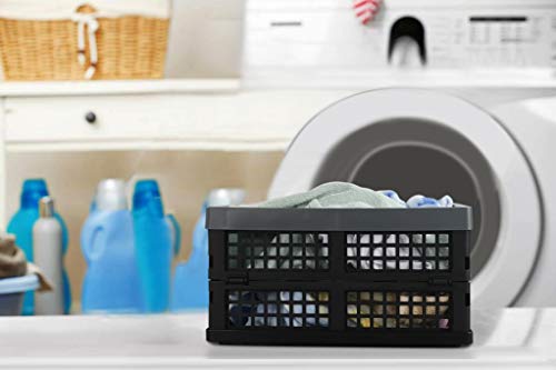 3-Pack 15 L Plastic Collapsible Crate, Folding Storage Baskets, Black