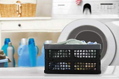 3-Pack 15 L Plastic Collapsible Crate, Folding Storage Baskets, Black