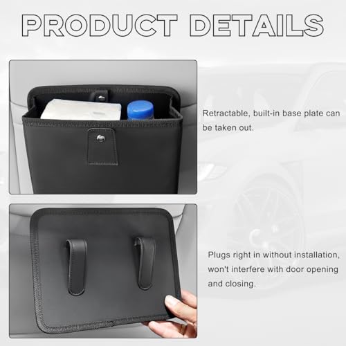 Yourkar Car Trash Can, Foldable Waterproof Leather Car Garbage Organizer Holder, Automotive Mini Dustbin Container with One Roll Trash Bag, Universal Interior Car Accessories (Gray, M) - color: Gray, M