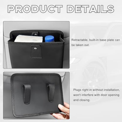 Yourkar Car Trash Can, Foldable Waterproof Leather Car Garbage Organizer Holder, Automotive Mini Dustbin Container with One Roll Trash Bag, Universal Interior Car Accessories (Gray, M) - color: Gray, M