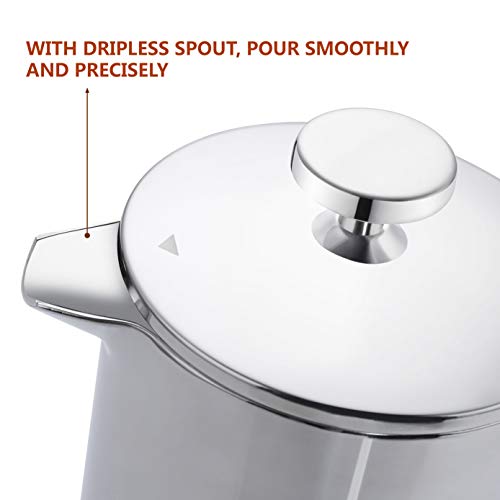 French Press Coffee Maker – 2 Cups Small Stainless Steel Coffee Maker Double Walled French Press 750ML/24OZ - size: 24 fl oz (750 ml)