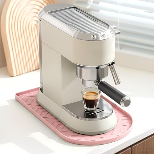 Silicone Coffee Mat,15.8"x 7.8"in Bar Mat for Countertop,Heat-Resistant,Non-Slip,Leak-Proof,Fit for Coffee Maker/Espresso Machine-Pink - color: Pink, size: 15.8" x 7.8"