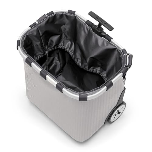 reisenthel carrycruiser Herringbone Grey - Portable Shopping Trolley with Sturdy Aluminum Frame, Shoulder Strap and Removable mesh Inner Bag -Water-Repellent - color: Herringbone Grey