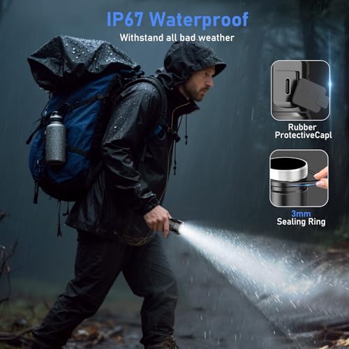 Flashlights LED High Lumens Rechargeable, Goreit 20,000 Lumens XHP70.2 Super Bright Flashlight, Flash Light Battery Powered, Powerful Handheld Flashlight with holster for Emergency Camping Hiking Gift
