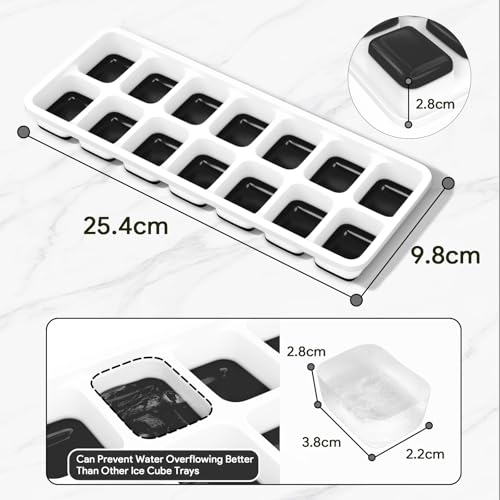 Ice Cube Trays 4 Pack, Airabc Silicone Ice Cube Trays with Removable Lid, Easy-Release Flexible 14-cube Ice Trays, LFGB Certified and BPA Free, Stackable Ice Trays with Covers for Cocktail, Freezer - color: Black