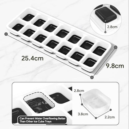Ice Cube Trays 4 Pack, Airabc Silicone Ice Cube Trays with Removable Lid, Easy-Release Flexible 14-cube Ice Trays, LFGB Certified and BPA Free, Stackable Ice Trays with Covers for Cocktail, Freezer - color: Black