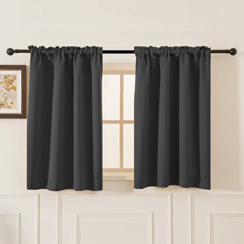 Pickluc Cafe Kitchen Curtains 36 Inches Long 2 Panels, Blackout Tier Curtains with Rod Pocket, Short Black Out Curtain for Small Window, 42" Wide and 36" Length, Set of Two, Grey. - color: Grey, size: 42"W x 36"L (Pack of 2)