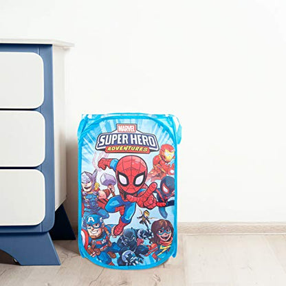 Jay Franco Marvel Super Hero Adventures Pop Up Hamper - Mesh Laundry Basket/Bag with Durable Handles - Features Spiderman, Iron Man, Captain America & Thor (Official Marvel Product) - color: Super Hero Adventures