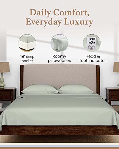 Good Sleep Bedding 600 TC Luxurious Sage RV Sheets - 72 x 75, 100% Egyptian Cotton, 4 Piece Set, Ultra Soft Camping Sheets with 16" Deep Pockets - color: Sage, size: Short King (72 x75)