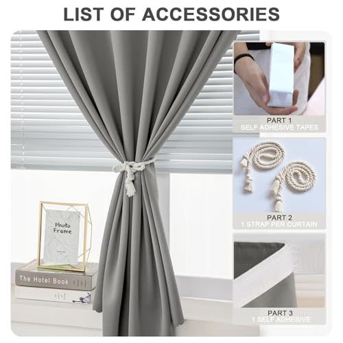 Adhesive Curtain - No Drilling, No Rod, Easy to Install Blackout Curtains for Window Blinds,Bedroom(Grey 35 * 71in-1P) - color: Grey, size: 35"W x 71"L (Pack of 1)