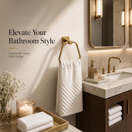 Brushed Gold Towel Ring for Bathroom 2 Pack, Kitchen Bath Towel Holder Hangers Wall Mount Heavy Duty Stainless Steel - color: Brushed Gold, size: 2 Pack