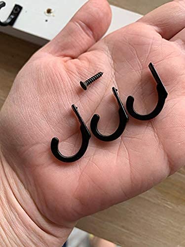 58 Pieces Key Hooks, Black Small Hooks for Hanging Hat, Jewelry, Steel Metal Hook, Kitchen Little Towel Hook with Black Screws for Farmhouse Retro Crafting Projects - color: 0.87"×0.59", Black