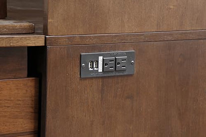Mega Solutions Murphybedz Tuscany Murphy Cabinet Chest Bed with Charging Station 6 Inch (Tobacco, King) - color: Tobacco, size: King (U.S. Standard)