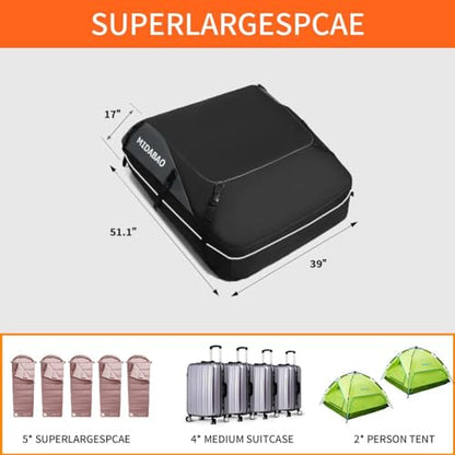 MIDABAO 20 Cubic Waterproof Duty Car Roof Top Carrier-Car Cargo Roof Top Bag, Waterproof & Coated Zippers includes Anti Slip Mat with or without Racks (20 Cubic Feet) - size: 20 Cubic Feet