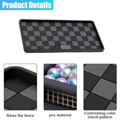 Car Dashboard Non-Slip Mat, PVC Grid Multifunctional Auto Storage Tray, Universal Vehicle Organizer Sticky Gripping Pad for Smartphone, GPS, Keys, Sunglasses, Number Plate (Black Grey)
