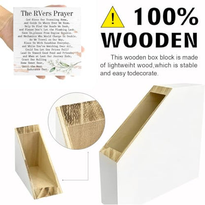 LVQHI Inspirational RVers Prayer Wooden Block Sign, Spiritual Camper Decor For Motorhome & Van Life, Sentimental Travel Blessing Plaque, New RV Gift 5"L x 5"W x 1.2"H