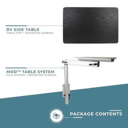 Manufacturers' Select ITC RV Side Table with MOD Table Leg System (Black Shiplap Table Top w/Silver Table Leg) - color: Black Shiplap Table Top W/ Silver Table Leg