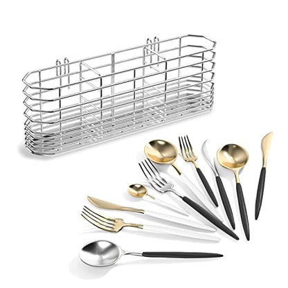JAQ Utensil Holder for Sink, Sus304 Stainless Steel Rust Free Silverware Cutlery Flatware Holder Rack Organizer with Hooks for Dish Drying Rack Sink Dish Drainer in Kitchen Bathroom - size: 304 Stainless Steel - Utensil Holder