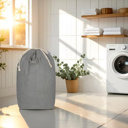 Canvas Laundry Bags with Handles & Square Base 13.8"Wx13.8"Dx27.6"H, Large Heavy Duty Laundry Hamper Bag, College Dorm Washable Drawstring Canvas Dirty Clothes Sack (Gray) - color: Gray | Square Base, size: 13.8"Wx13.8"Depthx27.6"H