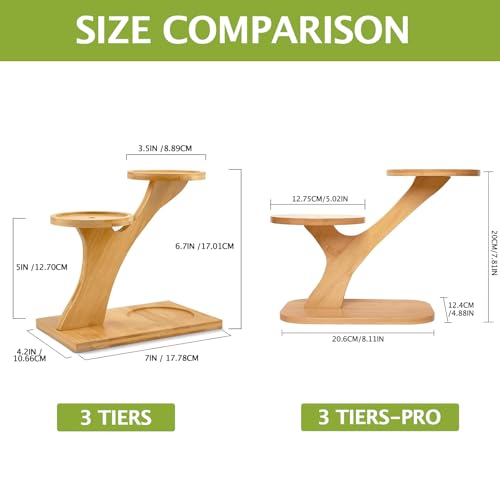 XXXFLOWER Wood Plant Stand for Indoor,Small Desktop Plant Stand,3 Tier Succulent Windowsill Shelf Holders for Balcony Home Office Garden Patio Gift（Pots NOT Included）