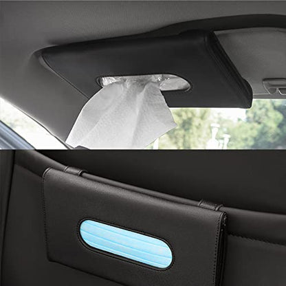 Car Tissue Holder, 2 Pack Sun Visor Napkin Holder, Premium PU Leather, Car Mask Holder for Sun Visor Vehicle, with Tissue Refill, Black&Beige - color: 2pack-black & Black