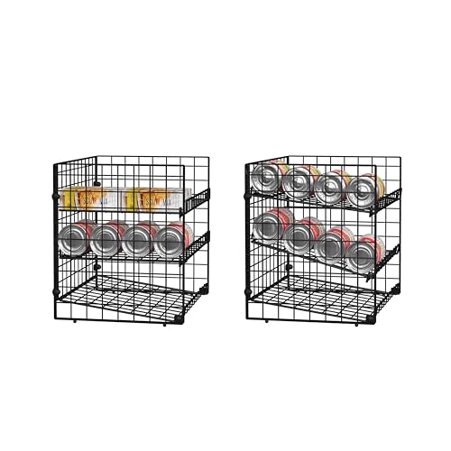 3 Tier Stackable Can Rack Organizer for Pantry, Adjustable Can Holder for Various Ounce of Canned Food Soup Goods Soda Drink, Rolling Tiered Can Dispenser for Kitchen Cupboard Cabinet, 2 Pack - style: 3-Tier 2-Pack
